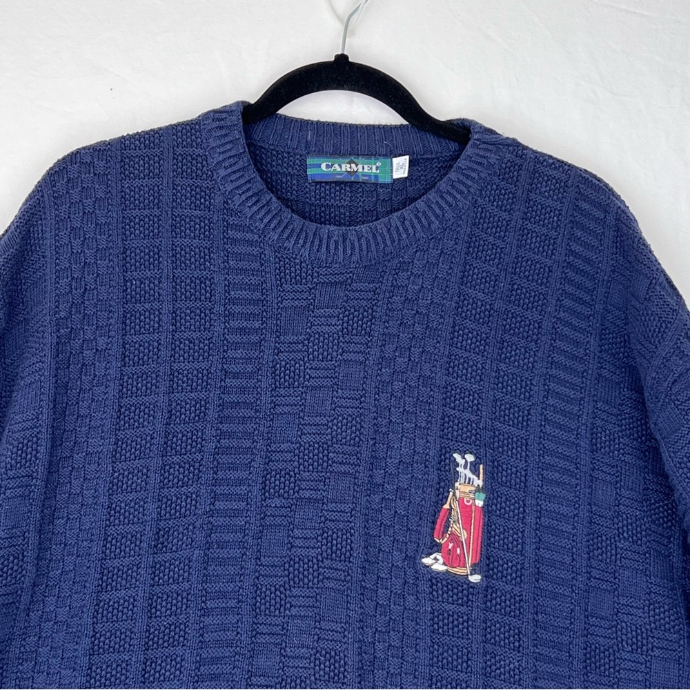 Carmel Golf Cotton Sweater Sz XL Tall Navy Blue Embroidered Classic USA Vintage - Picture 5 of 11